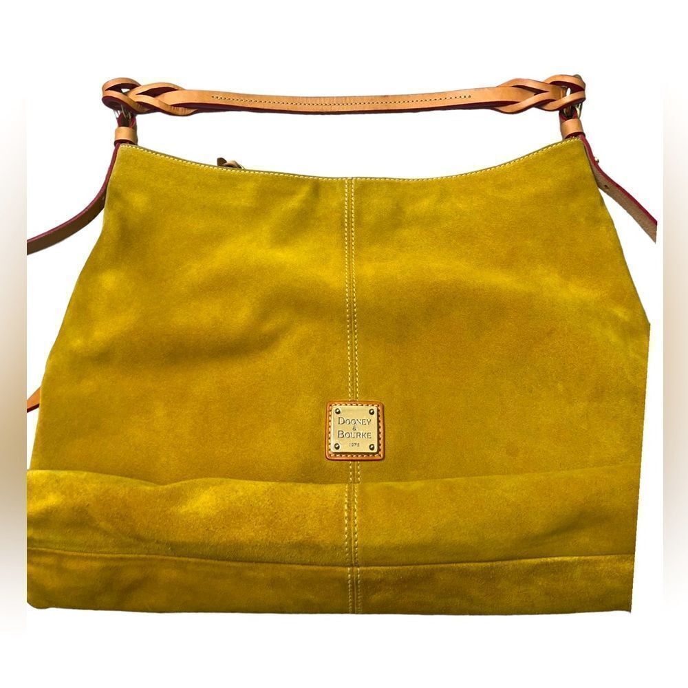 Vintage Dooney & Bourke Oversized Golden Suede Hobo Shoulder Bag Pre-Loved Cond - Picture 4 of 8